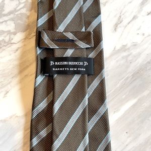Massimo Bizzocchi / Barneys New York Necktie - brown, grey and ice blue stripes